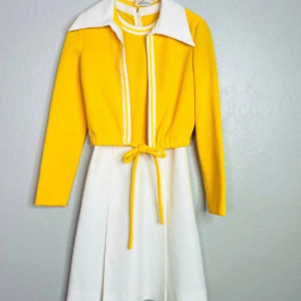 Vintage 70s the kollection pleated dress and jacket set sz xs